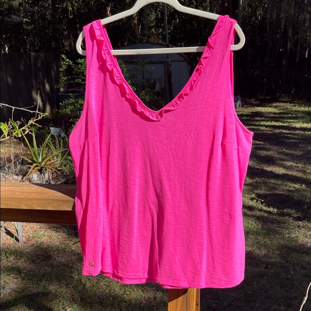 Lilly Pulitzer Vibrant Pink Sleeveless Top with ruffles